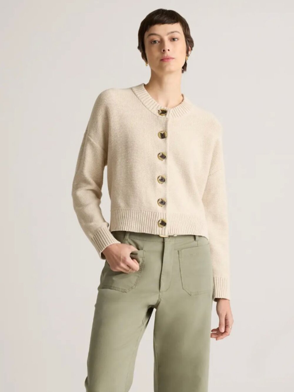 Quince Organic Cotton Cropped Cardigan